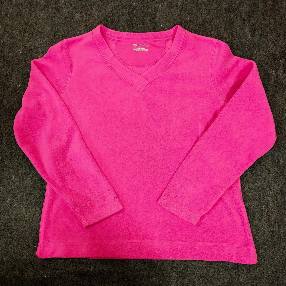 Tek Gear Womens Hot Pink Fleece Long Sleeve V-Neck Performance Shirt Size XL